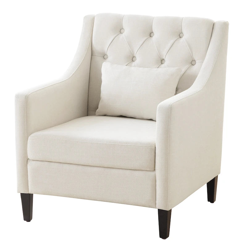 Fauteuil tapissé capitonné beige 30 avec oreiller lombaire
