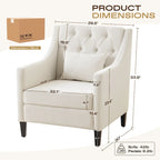 Fauteuil tapissé capitonné beige 30 avec oreiller lombaire