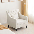 Fauteuil tapissé capitonné beige 30 avec oreiller lombaire