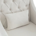 Fauteuil tapissé capitonné beige 30 avec oreiller lombaire