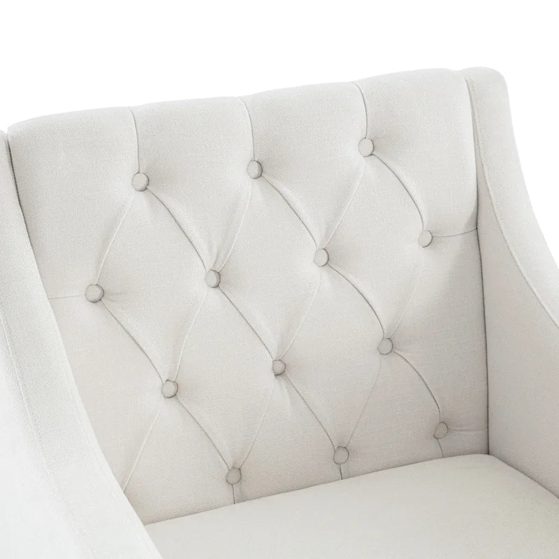 Fauteuil tapissé capitonné beige 30 avec oreiller lombaire