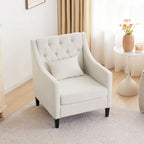 Fauteuil tapissé capitonné beige 30 avec oreiller lombaire