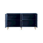Bahut à 4 portes, Meuble de rangement en bois avec poignées et pieds dorés, Console d'entrée avec étagères réglables