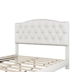 Cadre de lit plateforme avec tête de lit incurvée en selle, lit plateforme de style royal médiéval moderne avec détails capitonnés en losange