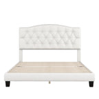 Cadre de lit plateforme avec tête de lit incurvée en selle, lit plateforme de style royal médiéval moderne avec détails capitonnés en losange