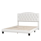 Cadre de lit plateforme avec tête de lit incurvée en selle, lit plateforme de style royal médiéval moderne avec détails capitonnés en losange