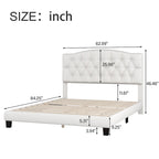 Cadre de lit plateforme avec tête de lit incurvée en selle, lit plateforme de style royal médiéval moderne avec détails capitonnés en losange