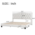 Cadre de lit plateforme avec tête de lit incurvée en selle, lit plateforme de style royal médiéval moderne avec détails capitonnés en losange