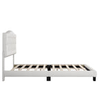 Cadre de lit plateforme avec tête de lit incurvée en selle, lit plateforme de style royal médiéval moderne avec détails capitonnés en losange
