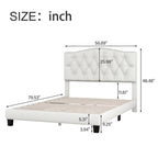 Cadre de lit plateforme avec tête de lit incurvée en selle, lit plateforme de style royal médiéval moderne avec détails capitonnés en losange