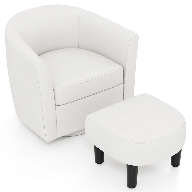 Fauteuil pivotant avec repose-pieds, dossier incurvé
