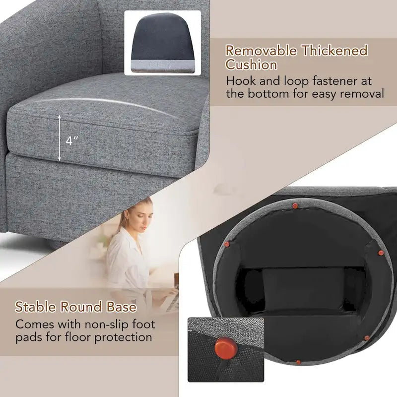 Fauteuil pivotant avec repose-pieds, dossier incurvé