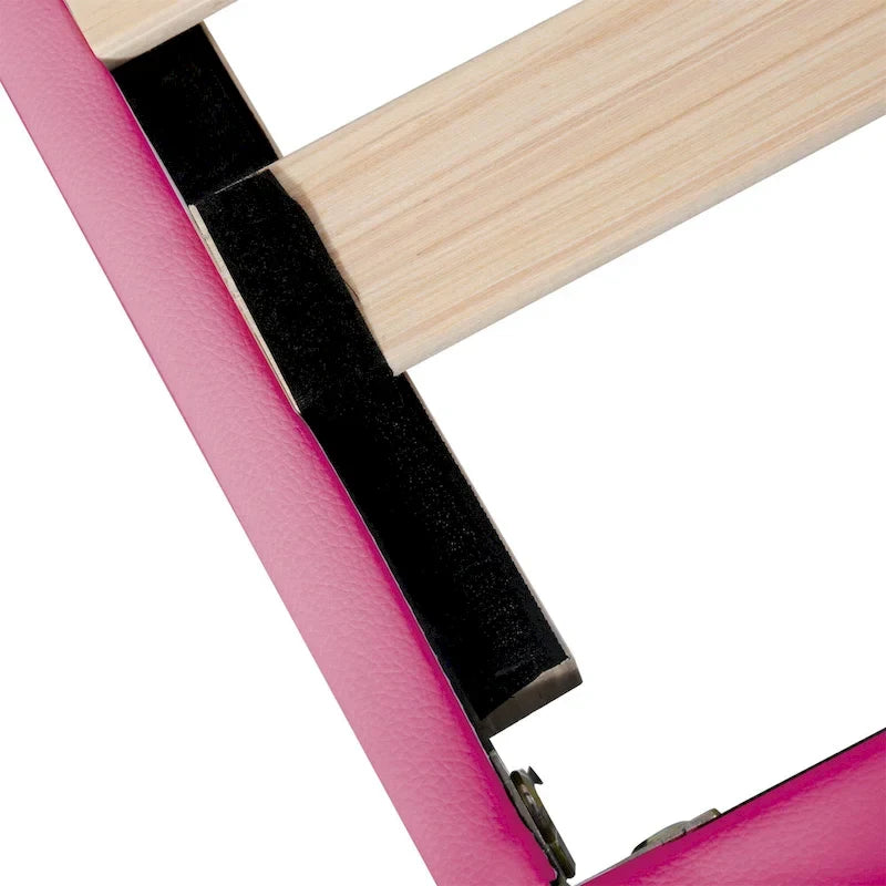 Lit plateforme avec tête de lit couronne LED rose double : MDF, contreplaqué, PU, métal, capacité de 272 kg
