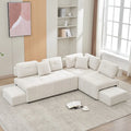 Canapé d'angle 4 places en L de 91,73 po avec 2 tabourets cachés, 2 coussins lombaires amovibles et revêtement en chenille durable