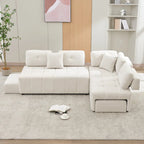 Canapé d'angle 4 places en L de 91,73 po avec 2 tabourets cachés, 2 coussins lombaires amovibles et revêtement en chenille durable