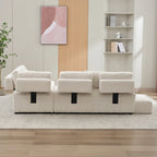 Canapé d'angle 4 places en L de 91,73 po avec 2 tabourets cachés, 2 coussins lombaires amovibles et revêtement en chenille durable