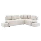 Canapé d'angle 4 places en L de 91,73 po avec 2 tabourets cachés, 2 coussins lombaires amovibles et revêtement en chenille durable