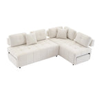 Canapé d'angle 4 places en L de 91,73 po avec 2 tabourets cachés, 2 coussins lombaires amovibles et revêtement en chenille durable