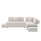 Canapé d'angle 4 places en L de 91,73 po avec 2 tabourets cachés, 2 coussins lombaires amovibles et revêtement en chenille durable