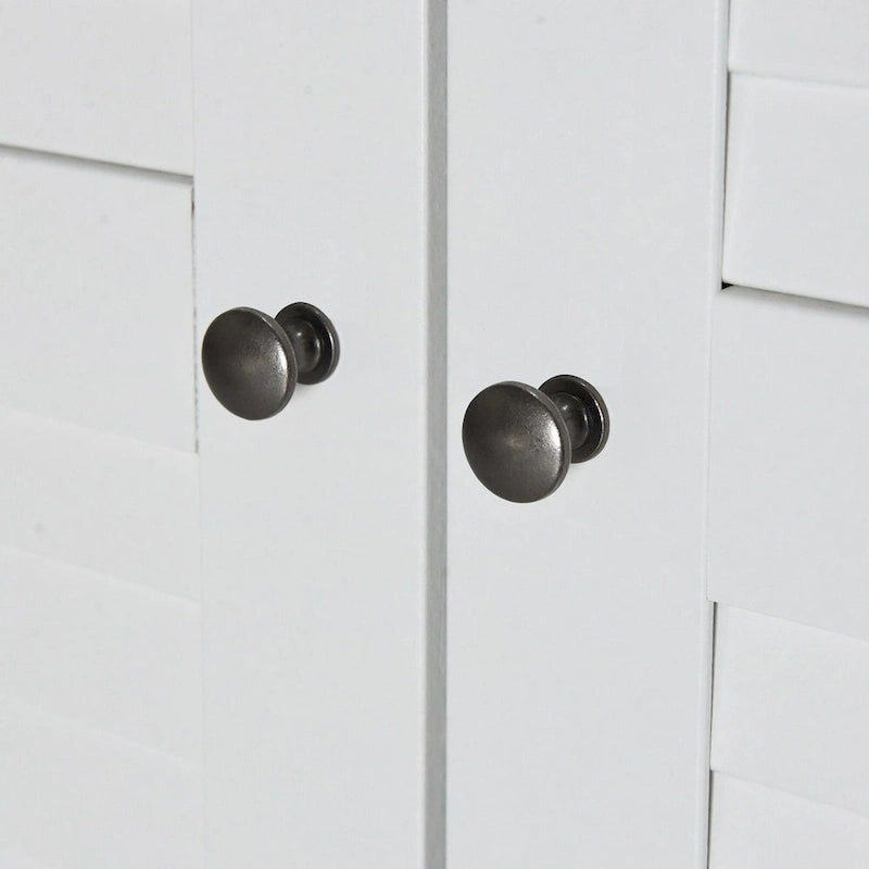 47,2 Armoire moderne avec 3 portes persiennes, 2 tiroirs et 4 étagères de rangement