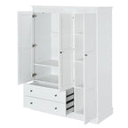 47,2 Armoire moderne avec 3 portes persiennes, 2 tiroirs et 4 étagères de rangement