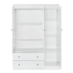 47,2 Armoire moderne avec 3 portes persiennes, 2 tiroirs et 4 étagères de rangement