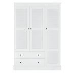 47,2 Armoire moderne avec 3 portes persiennes, 2 tiroirs et 4 étagères de rangement