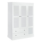 47,2 Armoire moderne avec 3 portes persiennes, 2 tiroirs et 4 étagères de rangement