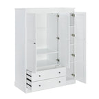 47,2 Armoire moderne avec 3 portes persiennes, 2 tiroirs et 4 étagères de rangement