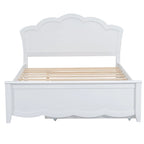 Lit plateforme moderne blanc en bois, taille double, avec tête de lit et lit gigogne simple