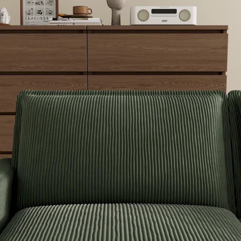 Canapé 4 places classique moderne en velours côtelé 103 avec assise profonde et 4 coussins