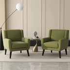 Fauteuil d'appoint capitonné en lin avec accoudoirs, dossier haut (lot de 2)