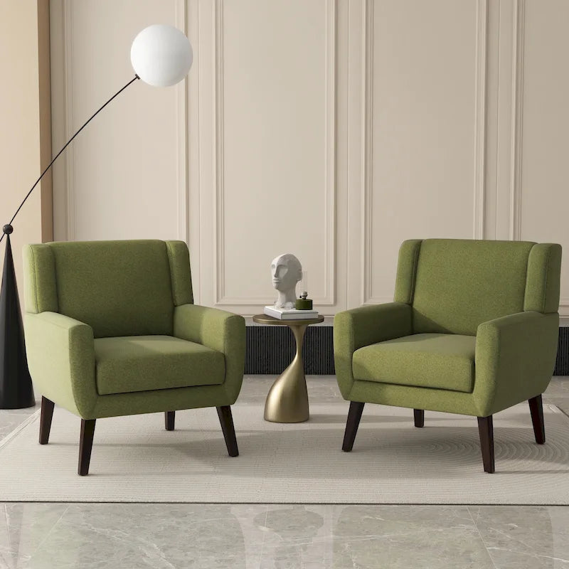 Fauteuil d'appoint capitonné en lin avec accoudoirs, dossier haut (lot de 2)