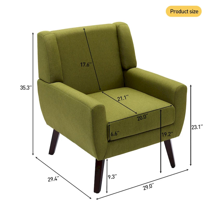Fauteuil d'appoint capitonné en lin avec accoudoirs, dossier haut (lot de 2)