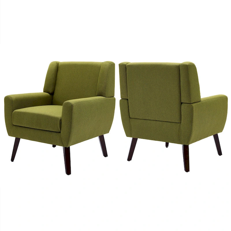 Fauteuil d'appoint capitonné en lin avec accoudoirs, dossier haut (lot de 2)