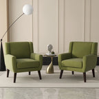 Fauteuil d'appoint capitonné en lin avec accoudoirs, dossier haut (lot de 2)