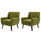 Fauteuil d'appoint capitonné en lin avec accoudoirs, dossier haut (lot de 2)