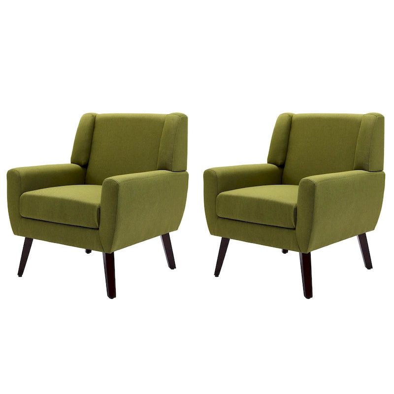 Fauteuil d'appoint capitonné en lin avec accoudoirs, dossier haut (lot de 2)