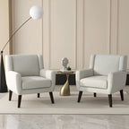Fauteuil d'appoint capitonné en lin avec accoudoirs, dossier haut (lot de 2)