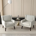 Fauteuil d'appoint capitonné en lin avec accoudoirs, dossier haut (lot de 2)