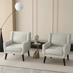 Fauteuil d'appoint capitonné en lin avec accoudoirs, dossier haut (lot de 2)