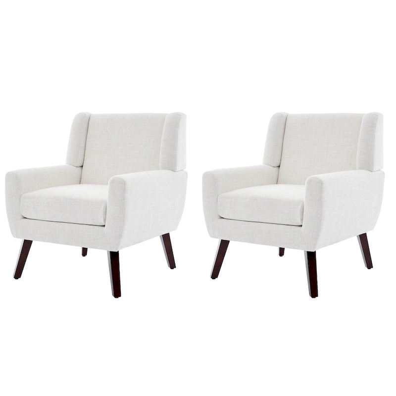 Fauteuil d'appoint capitonné en lin avec accoudoirs, dossier haut (lot de 2)