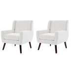 Fauteuil d'appoint capitonné en lin avec accoudoirs, dossier haut (lot de 2)