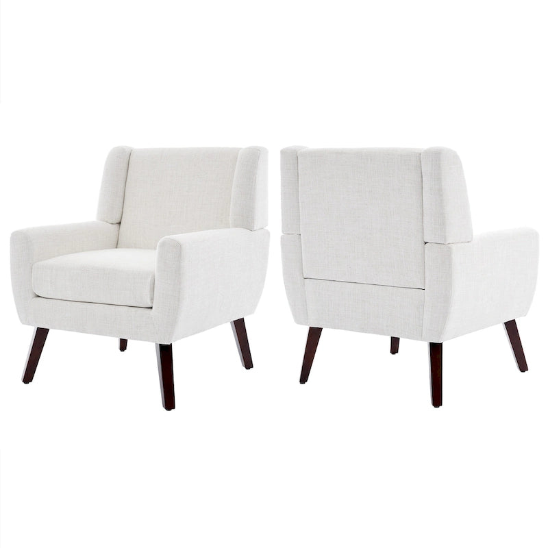 Fauteuil d'appoint capitonné en lin avec accoudoirs, dossier haut (lot de 2)