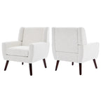 Fauteuil d'appoint capitonné en lin avec accoudoirs, dossier haut (lot de 2)