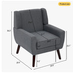 Fauteuil d'appoint capitonné en lin avec accoudoirs, dossier haut (lot de 2)