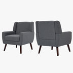 Fauteuil d'appoint capitonné en lin avec accoudoirs, dossier haut (lot de 2)