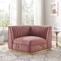 Fauteuil d'angle gauche de canapé modulaire en velours performant capitonné Channel