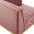 Fauteuil d'angle gauche de canapé modulaire en velours performant capitonné Channel