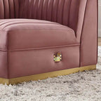 Fauteuil d'angle gauche de canapé modulaire en velours performant capitonné Channel